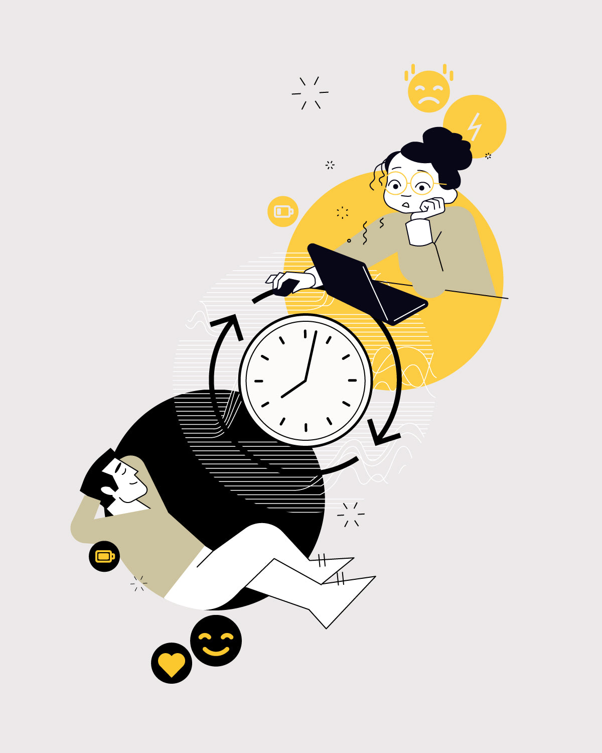 Infografik zum notwendigen Wechsel von Aktivität (Sympathikus) und Erholung (Parasympathikus)